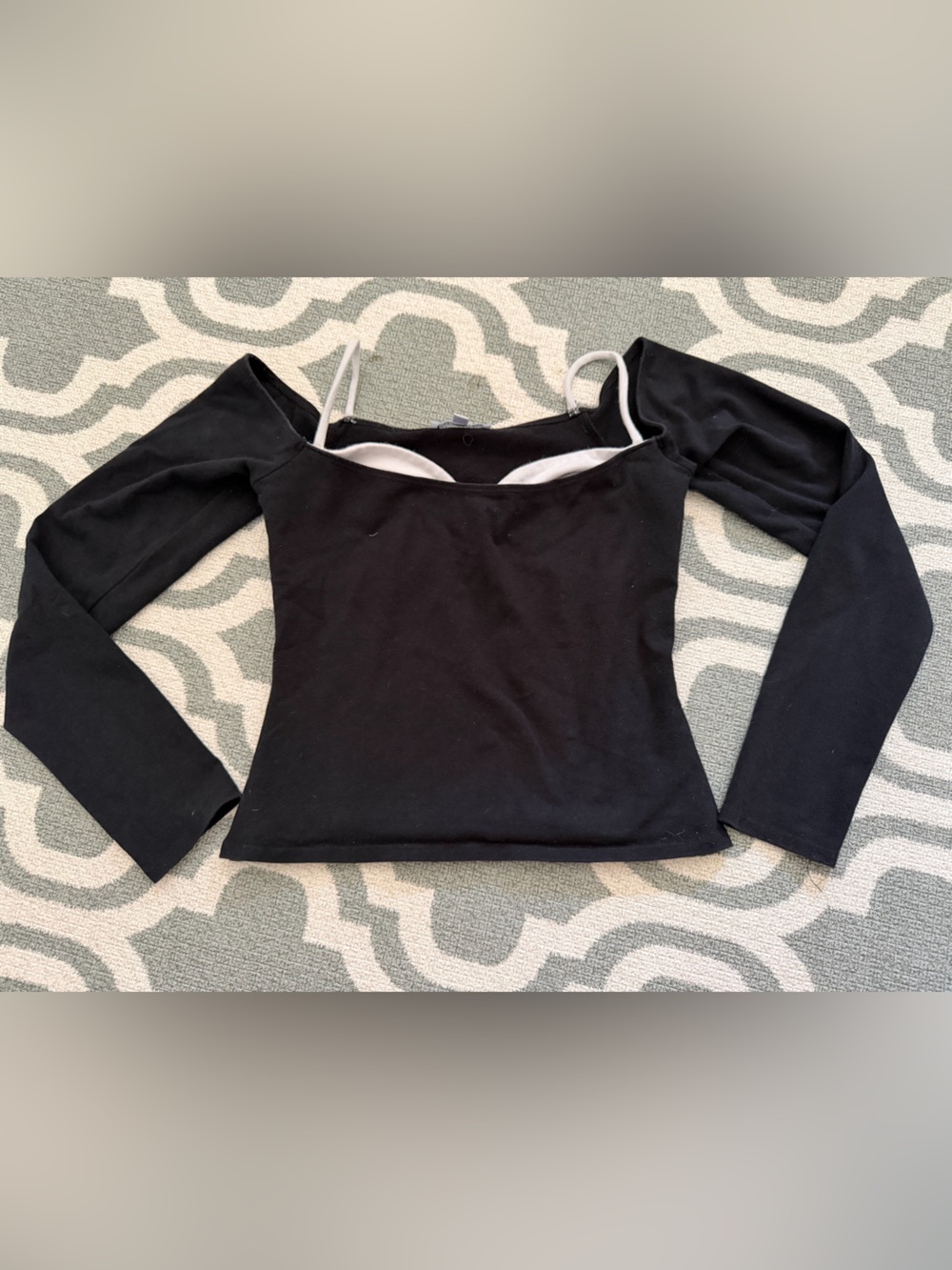Reformation black and white peekaboo layered look long sleeve tee women’s XS